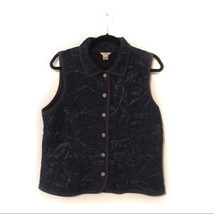 Christopher & Banks Quilted Paisley Denim Vest